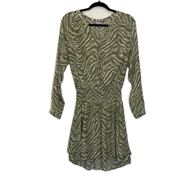 Rails Jasmine Safari Tiger Wild Cat Print Long-Sleeve Brown Dress Size M - Picture 1 of 12